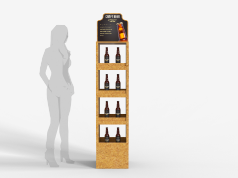 Beer Wooden Rack Display 2 3D Model