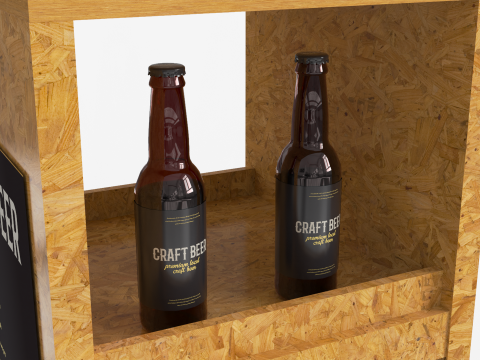 Beer Wooden Rack Display 2 3D Model