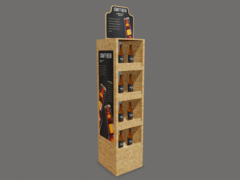 Beer Wooden Rack Display 2 3D Model