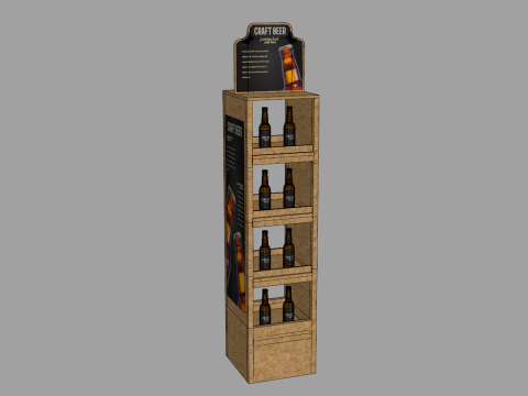 Beer Wooden Rack Display 2 3D Model