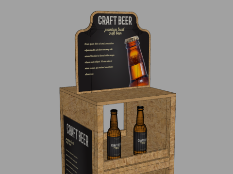 Beer Wooden Rack Display 2 3D Model