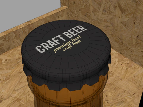 Beer Wooden Rack Display 2 3D Model