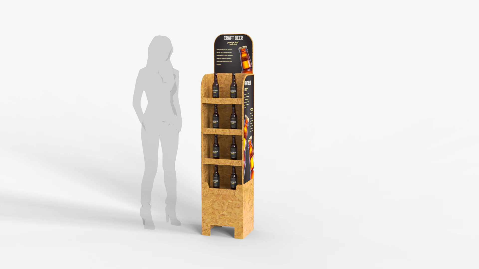 Beer Wooden Rack Display 3 3D Model .c4d .max .obj .3ds .fbx .stl .blend