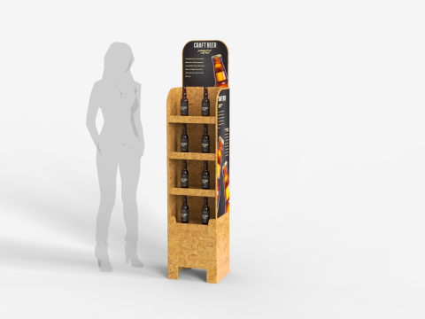 Beer Wooden Rack Display 3 Model 3D