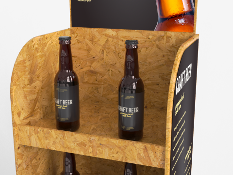 Beer Wooden Rack Display 3 3D 模型
