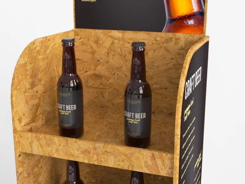 Beer Wooden Rack Display 3 3D Model