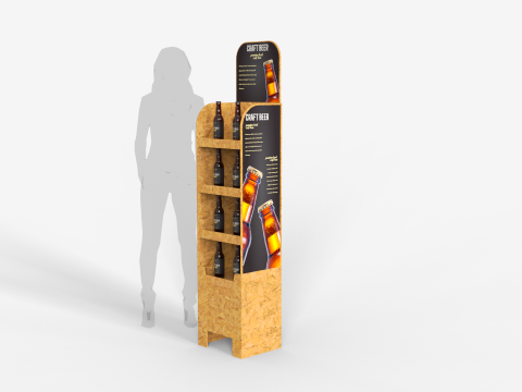 Beer Wooden Rack Display 3 3D 模型