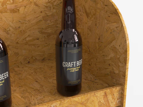 Beer Wooden Rack Display 3 3D Model