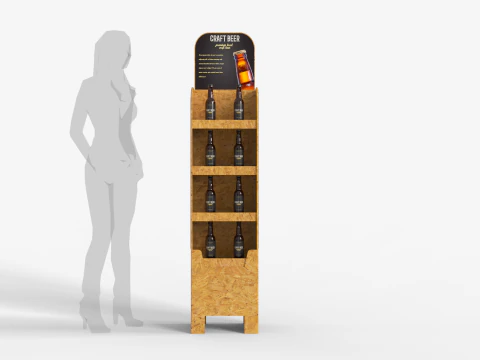 Beer Wooden Rack Display 3 3D Model