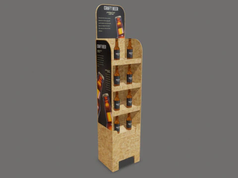 Beer Wooden Rack Display 3 3D Model