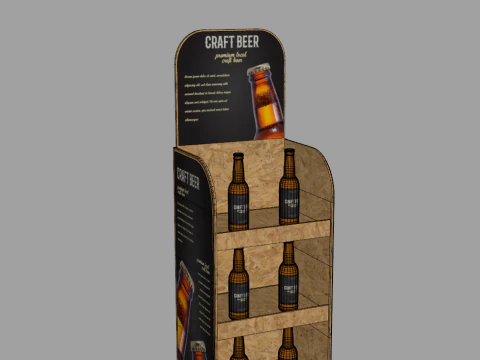 Beer Wooden Rack Display 3 3D Model