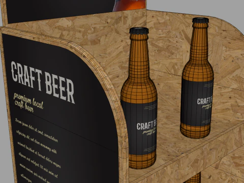 Beer Wooden Rack Display 3 3D Model