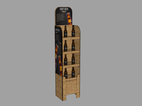 Beer Wooden Rack Display 3 3D 模型