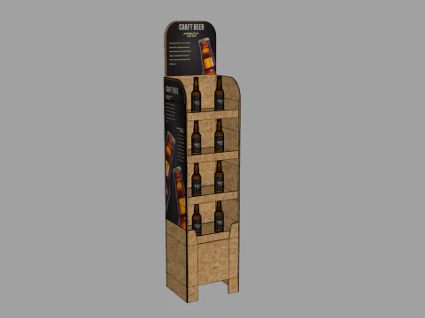 Beer Wooden Rack Display 3 3D Model
