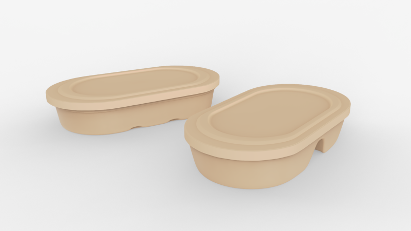 Biodegradable Disposable Lunch Box 3D Model .c4d .max .obj .3ds .fbx .stl .blend