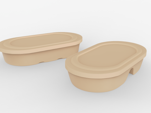 Biodegradable Disposable Lunch Box 3Dモデル