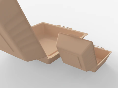 Biodegradable Food Containers 3D Model