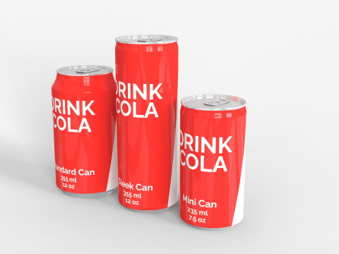 Cans - Classic Standard Sleek and Mini 3D Model