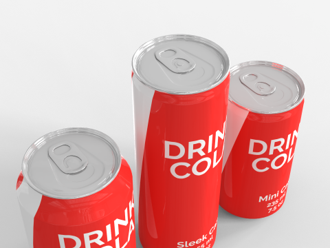 Cans - Classic Standard Sleek and Mini 3D Model