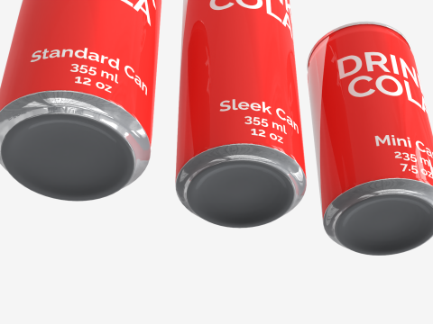 Cans - Classic Standard Sleek and Mini 3D Model