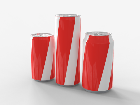 Cans - Classic Standard Sleek and Mini 3D Model