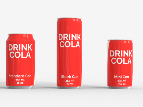 Cans - Classic Standard Sleek and Mini 3D Model