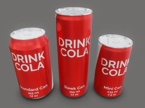 Cans - Classic Standard Sleek and Mini 3D Model