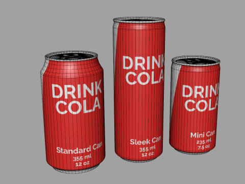 Cans - Classic Standard Sleek and Mini 3D Model
