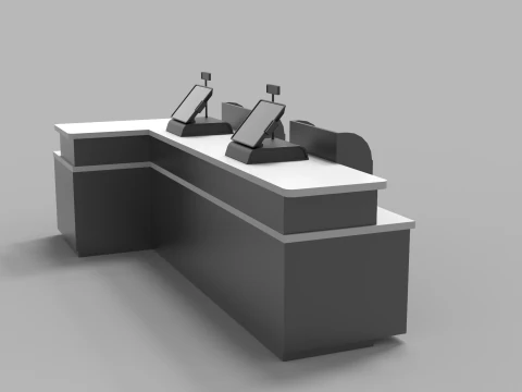 Cashier Counter Table 3D Model