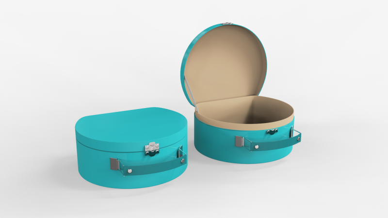 Children Round Cardboard Suitcase Modello 3D .c4d .max .obj .3ds .fbx .stl .blend