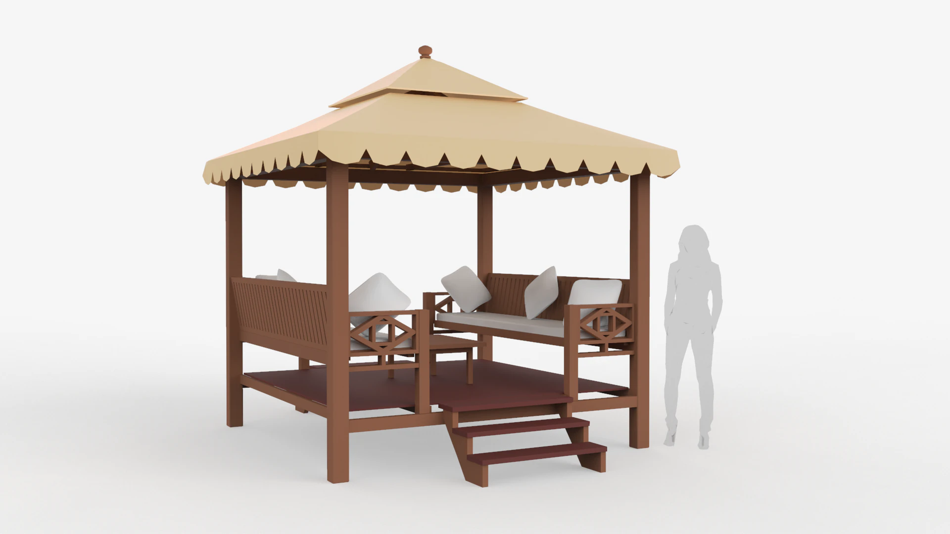 Chinese Style Gazebo 3D Model .c4d .max .obj .3ds .fbx .stl .blend