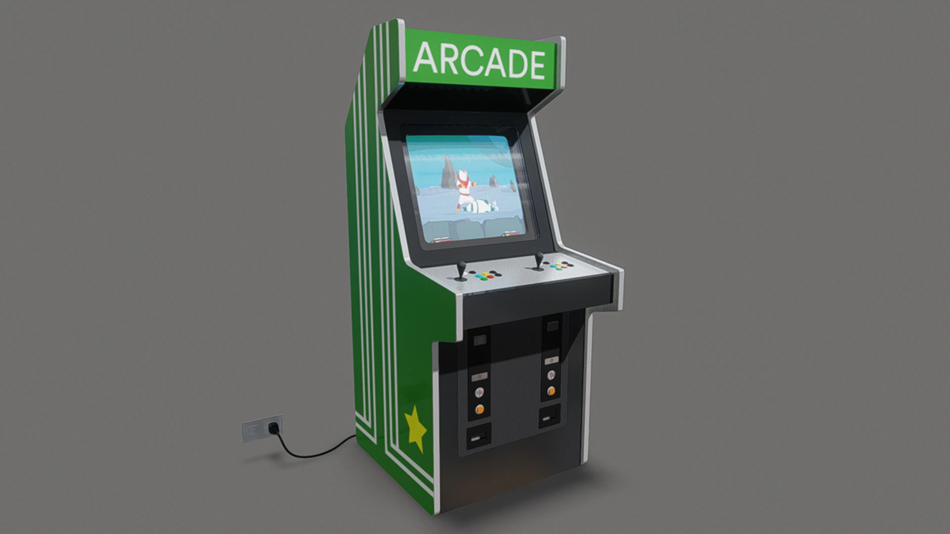 Classic Arcade Machine Cabinet 3D Model .c4d .max .obj .3ds .fbx .stl .blend 