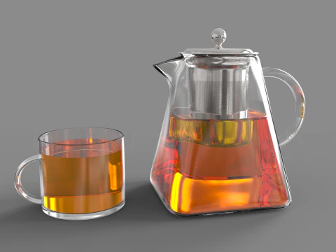 Teiera in vetro trasparente Modello 3D