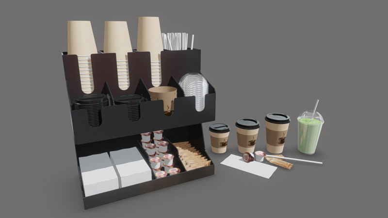 Coffee Condiment Organizer 3D Model .c4d .max .obj .3ds .fbx .stl .blend
