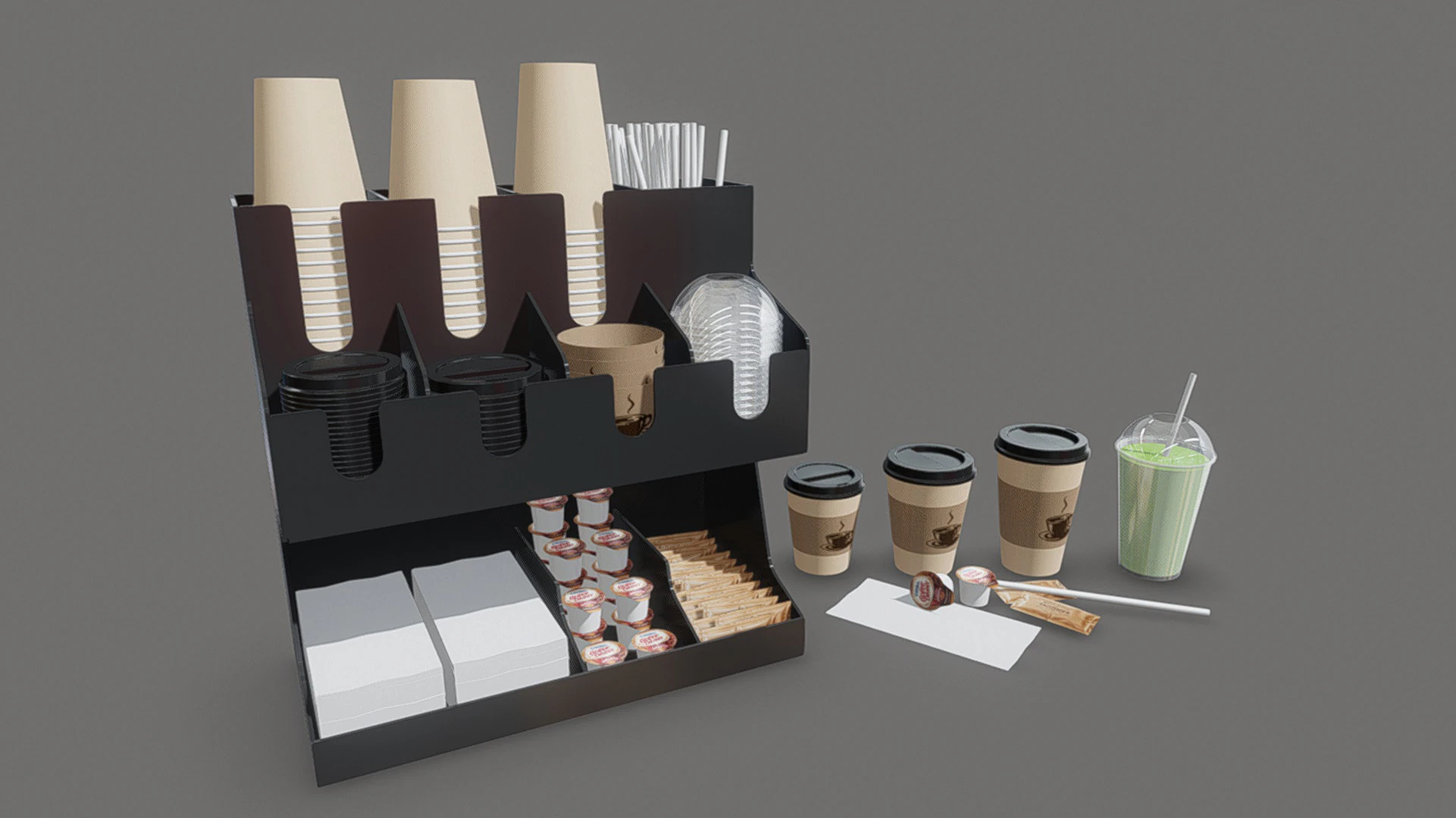 Coffee Condiment Organizer 3D Model .c4d .max .obj .3ds .fbx .stl .blend 