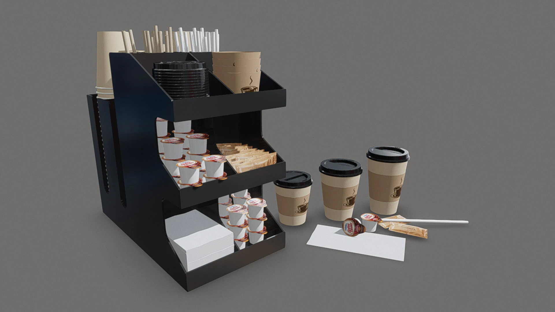Coffee Condiment Organizer 2 3D Model .c4d .max .obj .3ds .fbx .stl .blend