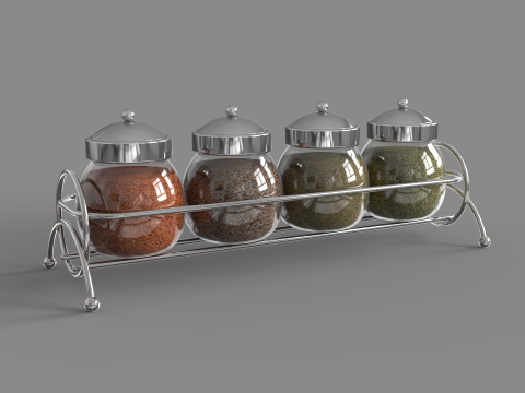 Condiment Glass Bottles with Base 3D मॉडल