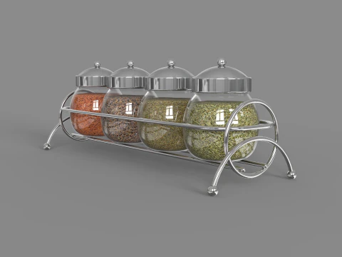Condiment Glass Bottles with Base 3D Model