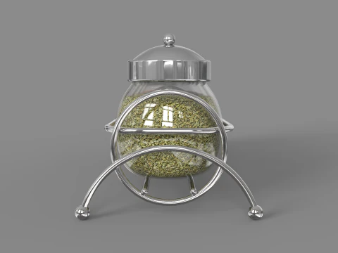 Condiment Glass Bottles with Base 3D Model