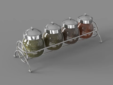 Condiment Glass Bottles with Base 3D Model