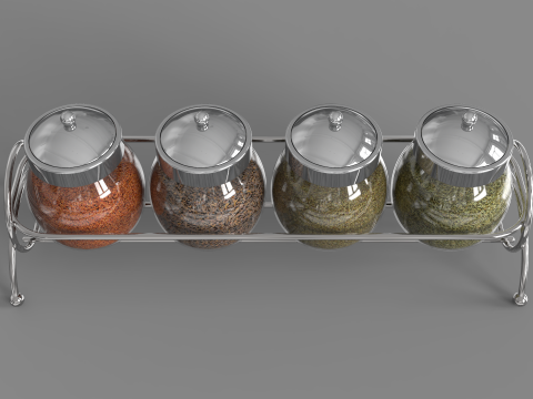 Condiment Glass Bottles with Base 3Dモデル