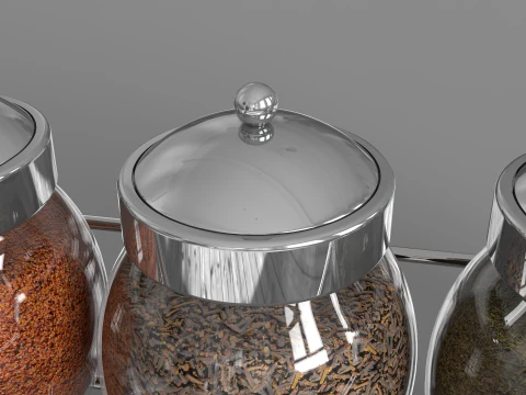 Condiment Glass Bottles with Base 3D Model