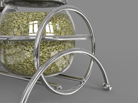 Condiment Glass Bottles with Base 3D Model