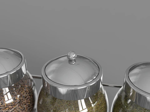 Condiment Glass Bottles with Base 3D Model