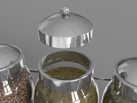 Condiment Glass Bottles with Base 3D Model