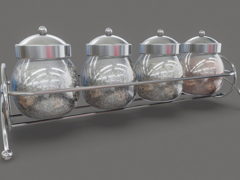 Condiment Glass Bottles with Base 3Dモデル