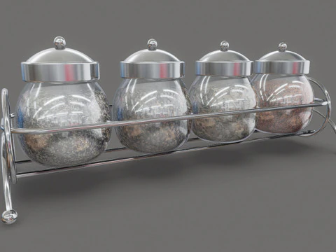 Condiment Glass Bottles with Base 3D Model