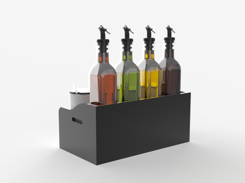 Condiment Set Oil Rack With Four Bottles Modello 3D