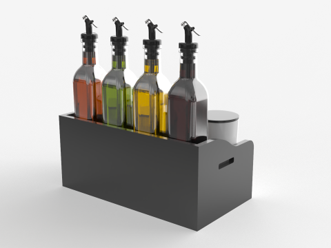 Condiment Set Oil Rack With Four Bottles Modello 3D