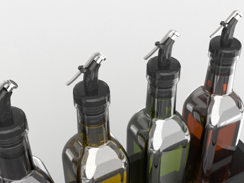 Condiment Set Oil Rack With Four Bottles Modello 3D